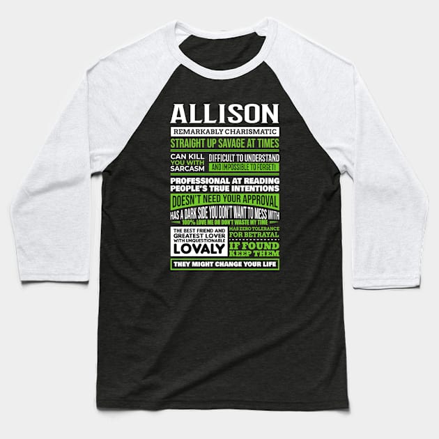 Allison Baseball T-Shirt by GrimdraksJokes